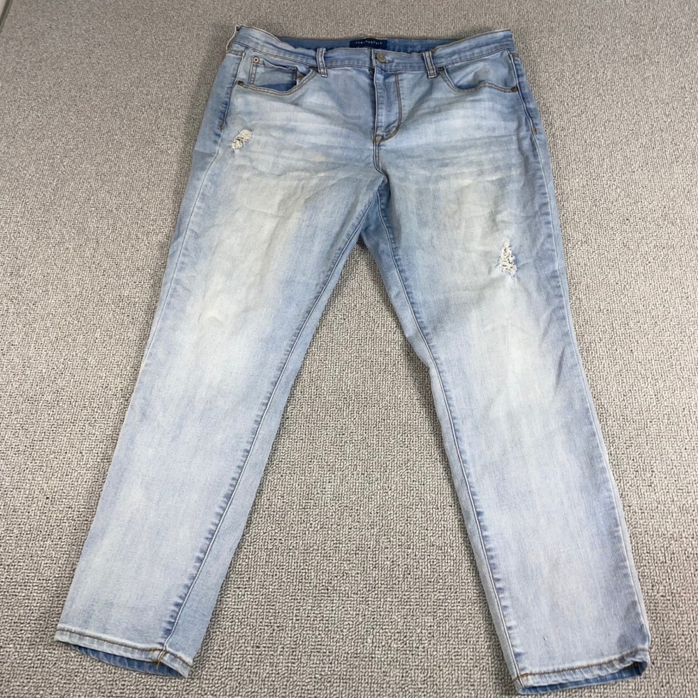 Aeropostale High Waisted Jegging Womens 16 Short Blue Distressed Light Wash Jean